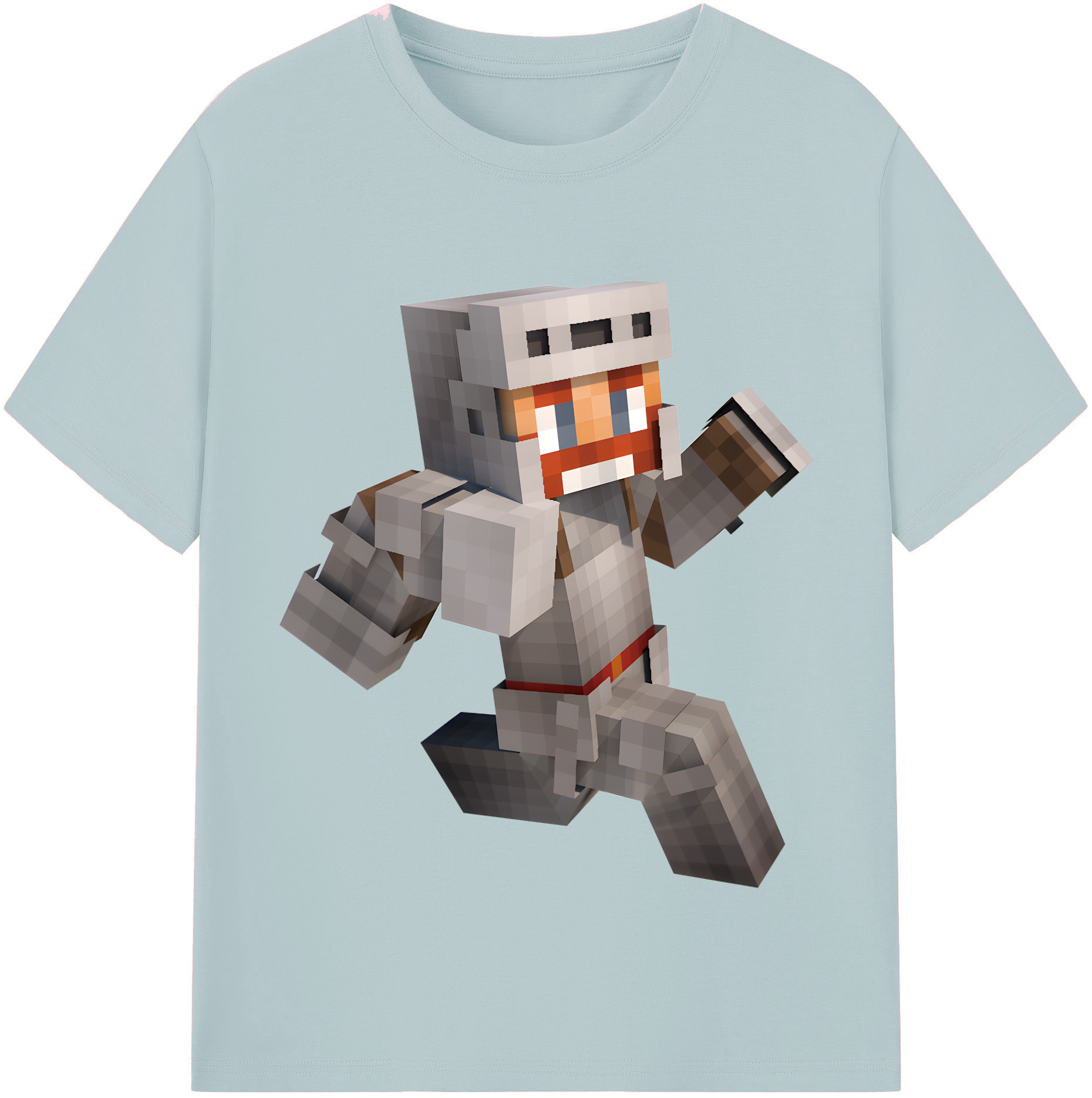 （画像用） マインクラフト ブロックの世界 Minecraft MC Block world 綿100％半袖Tシャツ（フロントプリント）